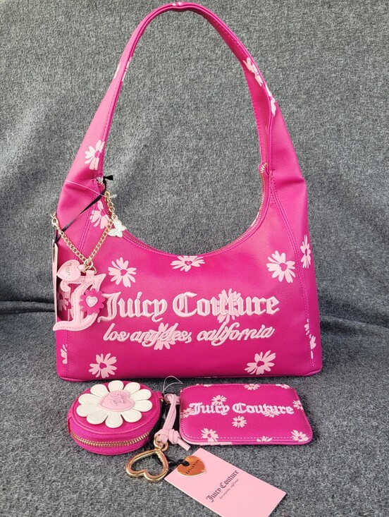 Juicy Couture Handbags - Juicy Couture Daisy For Juicy Hobo Handbag and Card Wallet In Raspberry Tart